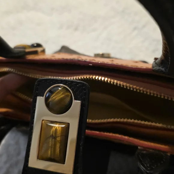 Elegant Black and Brown Satchel - Picture 3 of 9